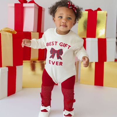 Shimmer Red Velvet Mini Bow Tights - Holiday Accessories
