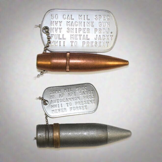 Dog Tag Bullet Necklace 50 Cal Replica