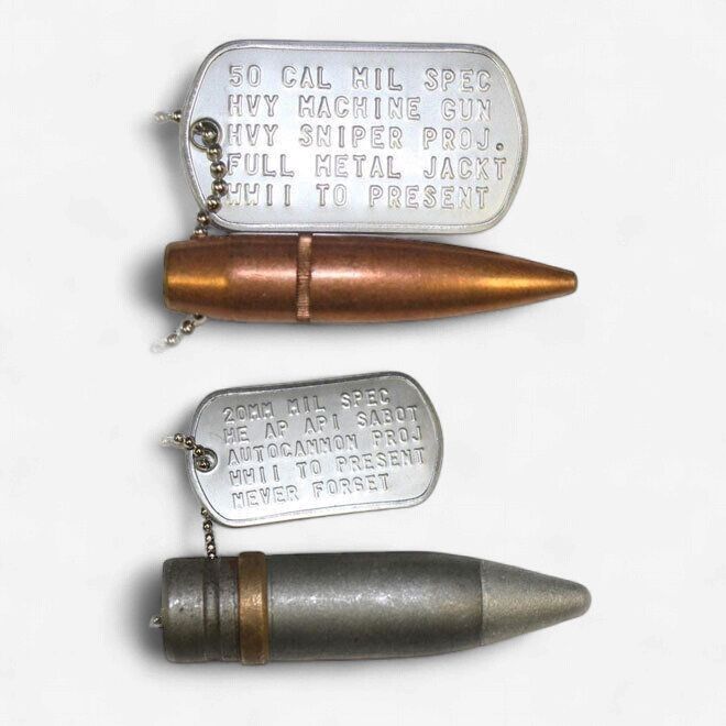 Dog Tag Bullet Necklace 50 Cal Replica