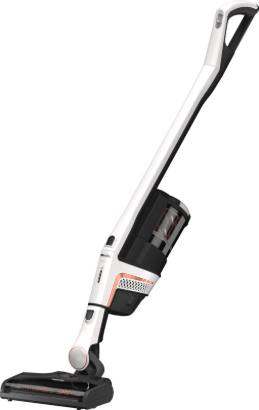 Lotus White Miele Triflex HX2 cordless stick vacuum displaying its 3-in-1 modular configurations and XXL electrobrush.