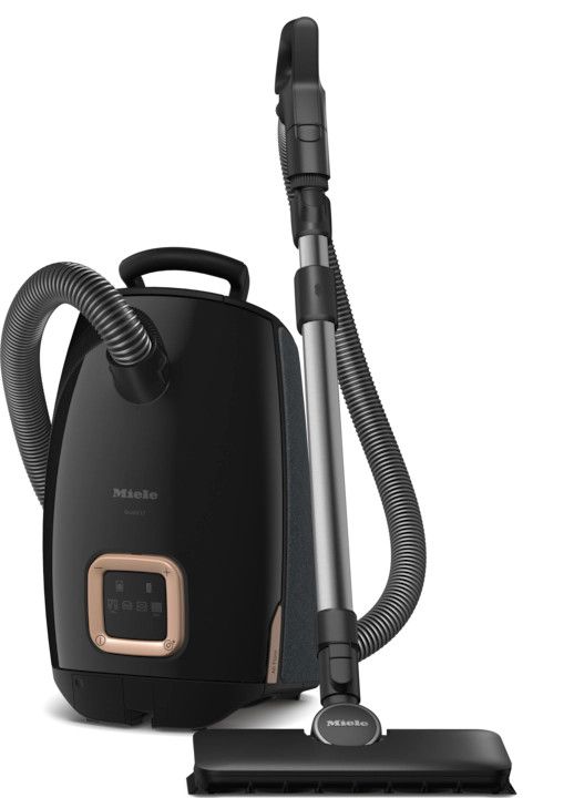 Obsidian Black Miele Guard L1 AllFloor canister vacuum showing the multi-surface AllTeQ floorhead attachment.