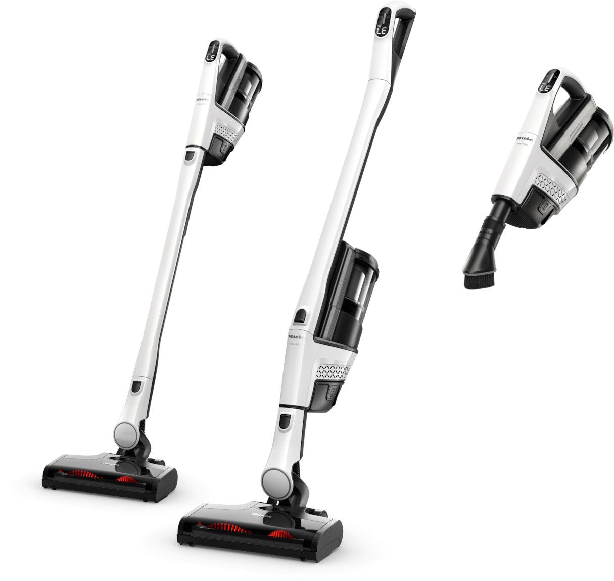 Patented 3-in-1 modular PowerUnit transformation showing handheld and high-reach configurations.