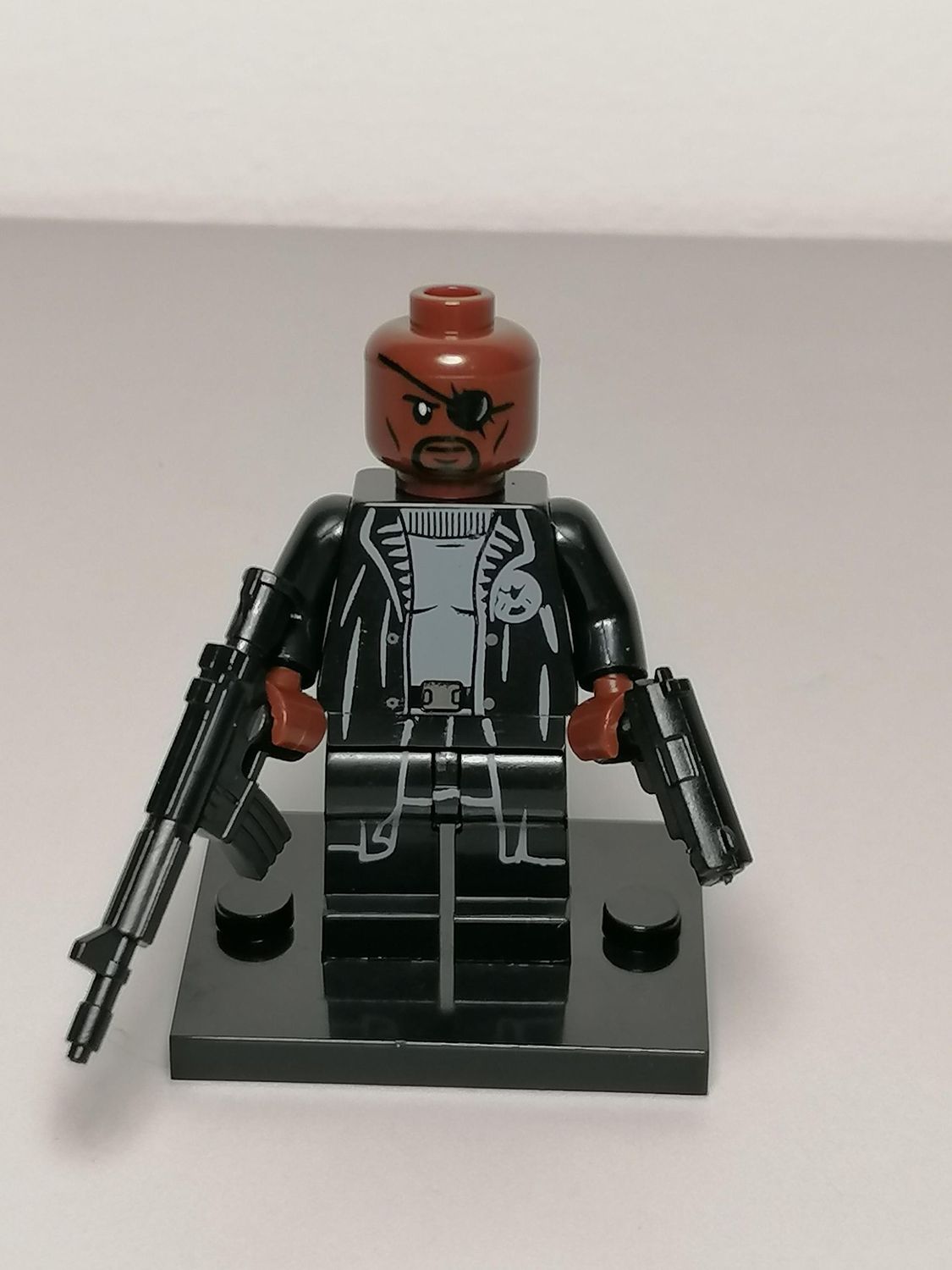 Nick Fury minifigure from Shield movie version