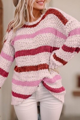 Light Pink Striped Knit Sweater