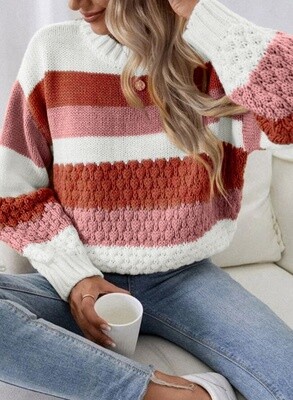Red Color block Knitted Sweater