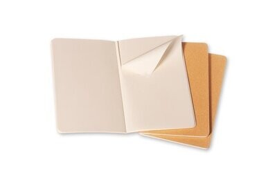 Set van 3 blanco pocket Moleskine Notitieboekjes/Schetsboekjes (karton bruine kaft, 9 x 14 cm)