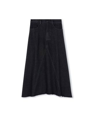 Release Hem Denim Midi Skirt