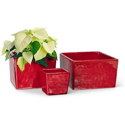 Red Shiny Ceramic Planter