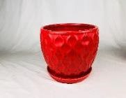 Carved Wave Planter w/ Saucer