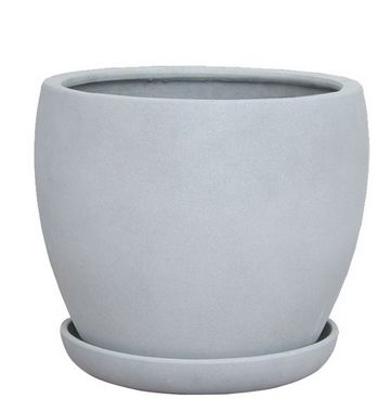 Egg Shape Grey w/saucer Pot