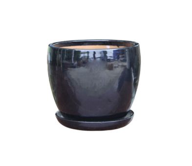 Egg Shape w/saucer Ceramic Pot