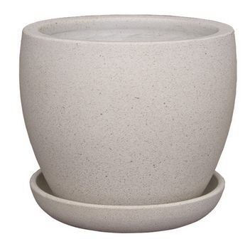 Egg Shape Beige w/saucer Pot, Size: 18x17cm