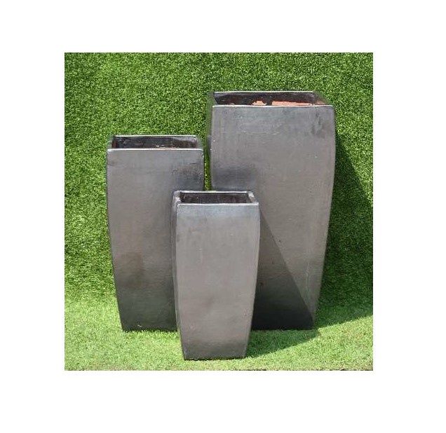 GT817 Ceramic Pot, Colour: SV001 Metallic Slate, Size: 10"x10"x20"