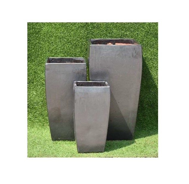 GT817 Ceramic Pot, Colour: SV001 Metallic Slate, Size: 10"x10"x20"