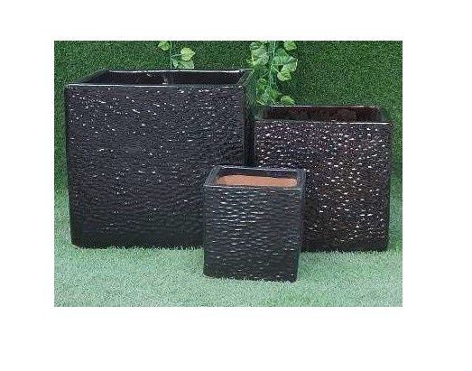 Heracles (GT921) Ceramic Pot, Colour: BK002 Black, Size: 8"x8"x8"