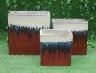 GT162 Ceramic Pot, Colour: WH001 White + RE002 BlueberryRed, Size: 10"x10"x10"