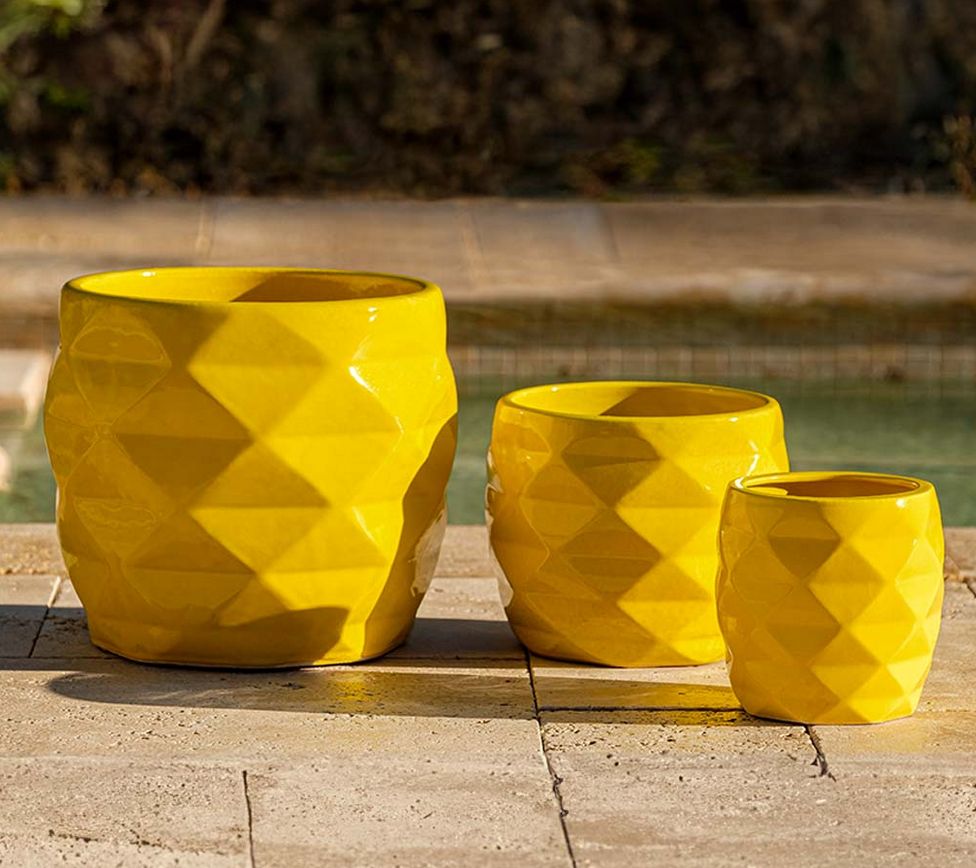 Origami Planter, Colour: Limon, Size: SM 7" W x 7" H