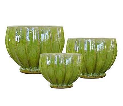 Athena (GT659) Ceramic Pot, Colour: GRT03 Lime Green, Size: 13"x9"