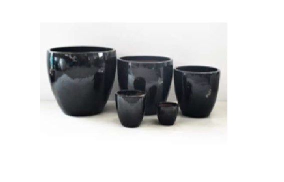 Nesoi (GT997) Ceramic Pot, Colour: BK002 Black, Size: 7"x5"
