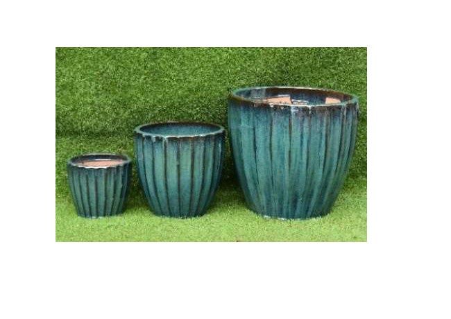 Hyperion (GT979) Ceramic Pot, Colour: BL006 Deep Aqua, Size: 8"x7"