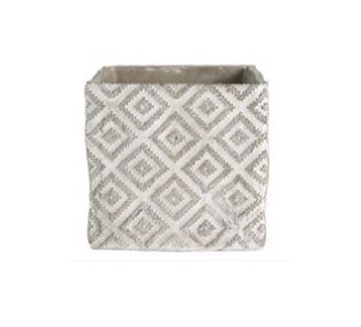 Square Cement Planters, Patterned
