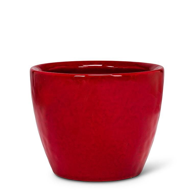 Red Shiny Ceramic Planter, Size: 5.5"Round