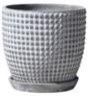 Dotted Egg Pot w/ Saucer, Colour: Gray Washed, Size: 6.25" x 6"