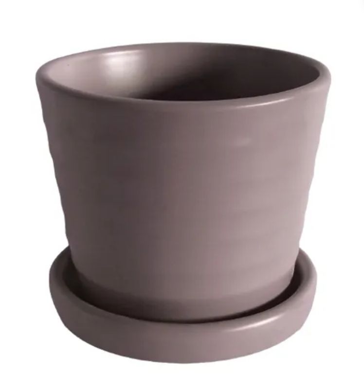 Matte Ribbed Pot w/saucer, Colour: Matte Lavender, Size: 3.25"x2.75"