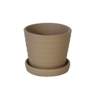 Matte Ribbed Pot w/saucer