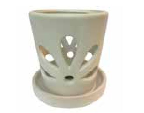 Mini Petals Orchid Pot w/ Saucer, Colour: MatteWhite, Size: 3.5"x4"