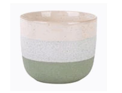 Tri-band Ceramic Planter 5.1"Dx4.7"H, Colour: Green