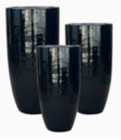 Poseidon (GT1053) Ceramic Pot, Colour: BK002 Black, Size: 10"x20"
