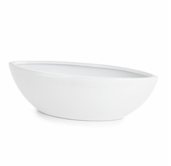 Boat Shaped Vase, Colour: White 14"Lx6″Wx4.5″H