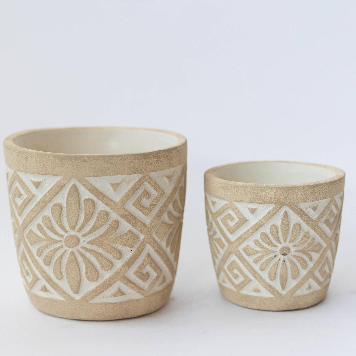 Cement Flower Pot, Size: LG 5"Dx5.5"H