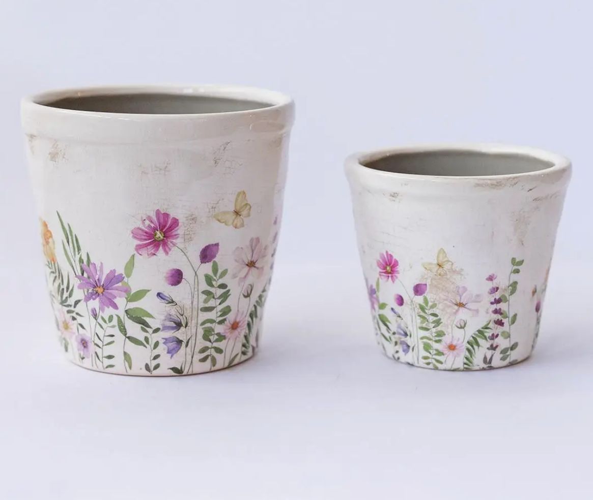 Ceramic Flower Pot, Size: SM 5"Dx4.5"H