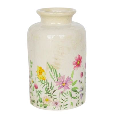 White Crackle Ceramic Vase (5"Dx8.3"H)