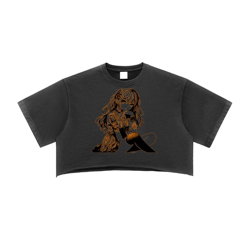Orange Iced Tee Oversized Crop-Tee