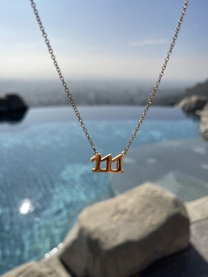 Angel Number 111 18 Karat Yellow Gold Plated / Silver Necklace