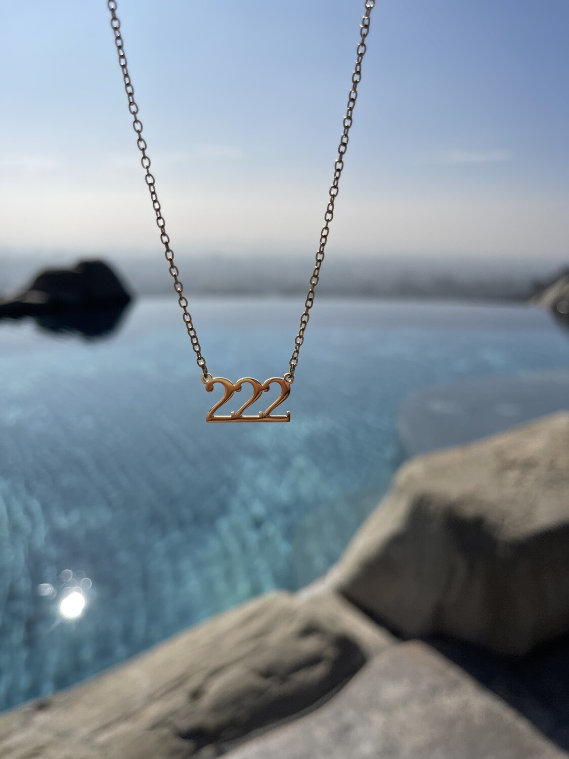 Angel Number 222 18 Karat Yellow Gold Plated / Silver Necklace