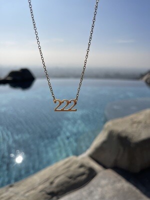 Angel Number 222 18 Karat Yellow Gold Plated / Silver Necklace