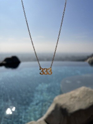 Angel Number 333 18 Karat Yellow Gold Plated / Silver Necklace