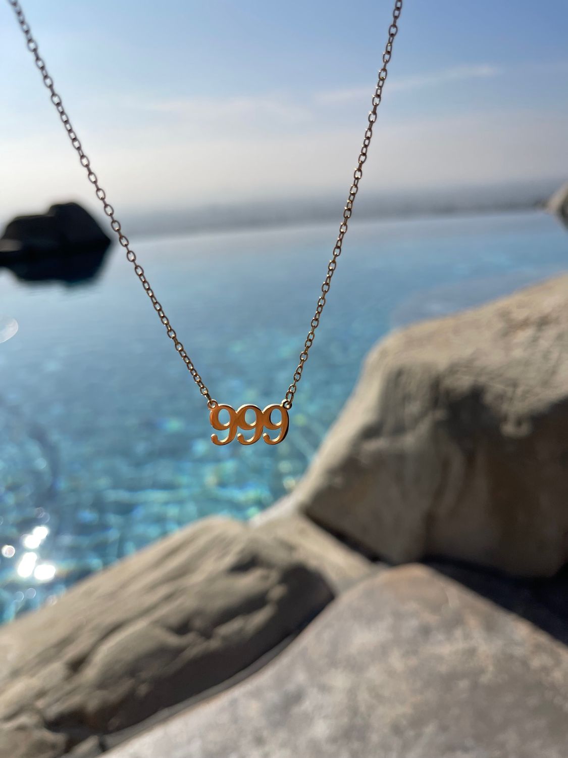 Angel Number 999 18 Karat Yellow Gold Plated / Silver Necklace