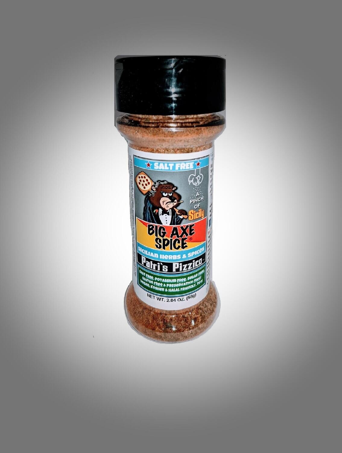 Small Spice Counter Size MILD Patri&#39;s Pizzico Sicilian Salt-Free Seasoning 2.0 oz.