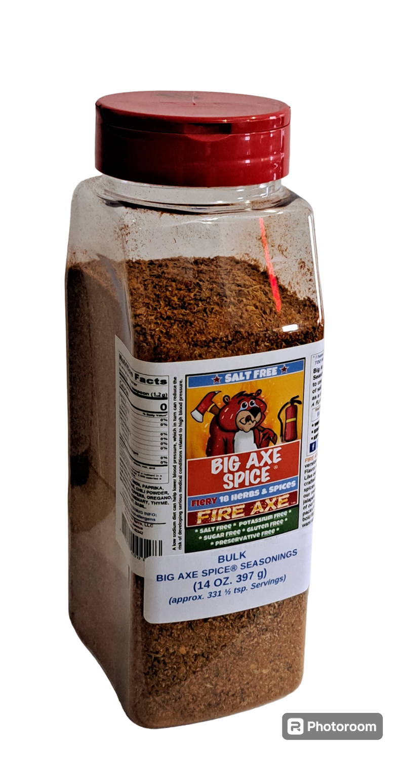 Chef Size (EXTRA HOT) FIRE AXE All Purpose Salt-Free Seasoning 14 oz.