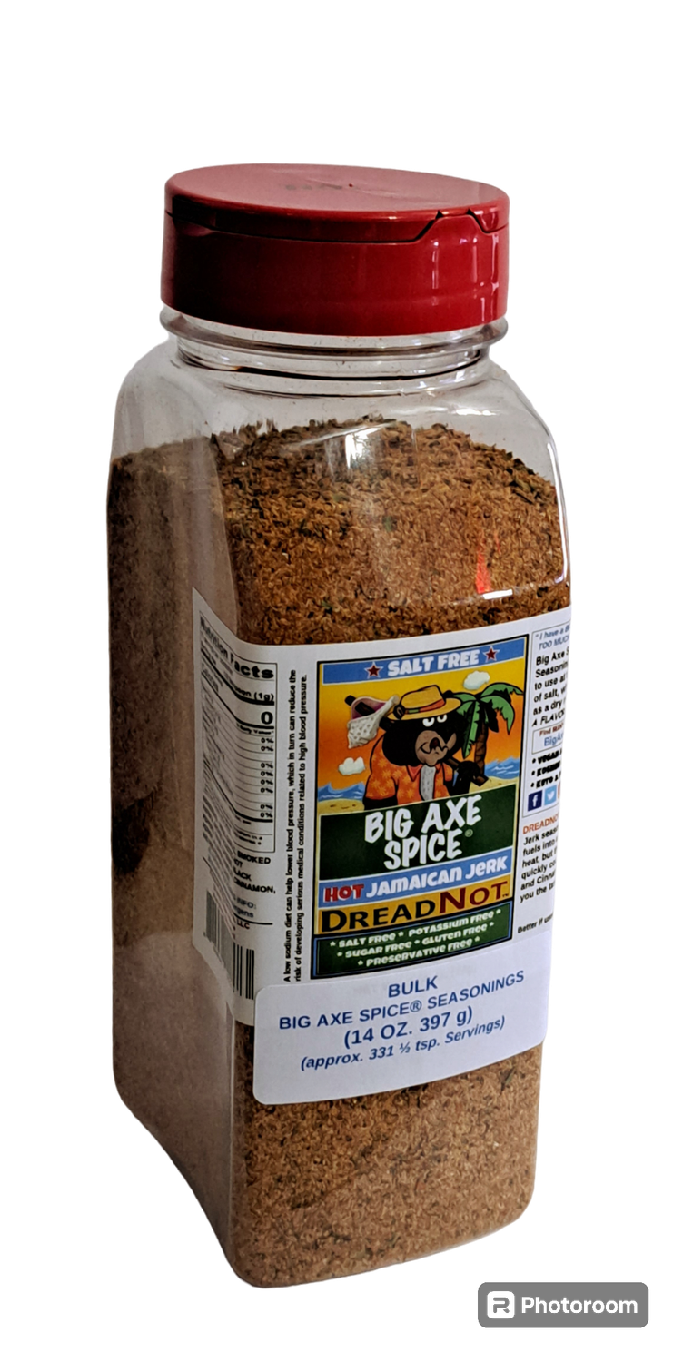 Chef Size (MEDIUM to VERY HOT) DreadNot Jamaican Jerk Salt-Free Seasoning 14 oz.