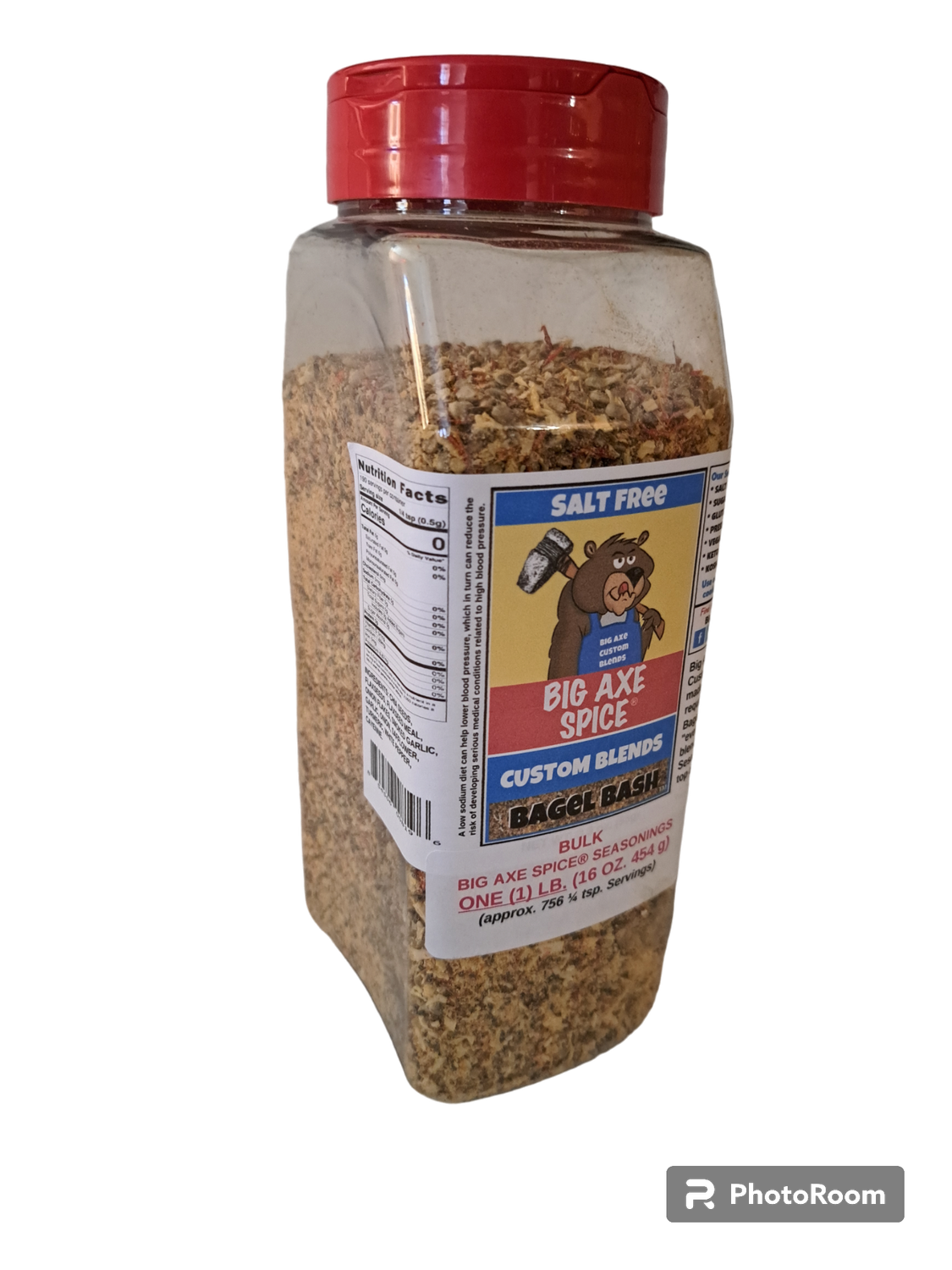 Chef Size Big Axe Bagel Bash Salt-Free &quot;everything bagel spice&quot; - Sesame FREE 16 oz. (MILD with just a HINT of heat) Specialty  Seasoning