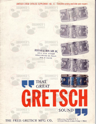 Gretsch Drum Catalog - 1961 (Supplemental)