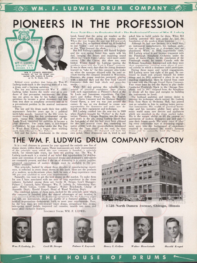 Ludwig (WFL) Drum Catalog - 1937 - WFL &quot;Green&quot;