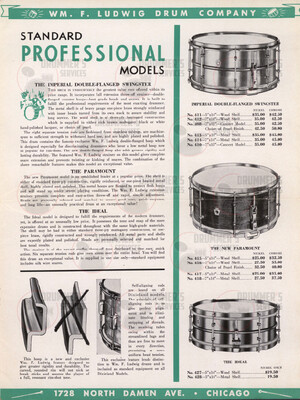 Ludwig (WFL) Drum Catalog - 1937 - WFL "Green"