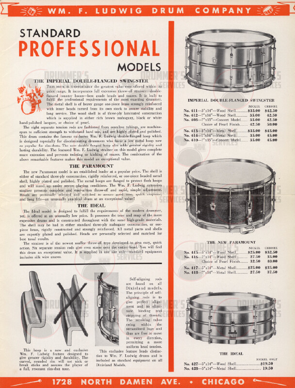 Ludwig (WFL) Drum Catalog - 1937 - WFL "Orange"